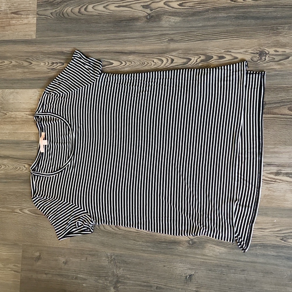 Rebellious One Black and White Striped Tunic Tee.